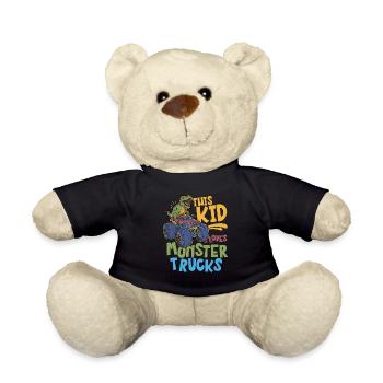 This kid loves monster trucks - Teddy Bear - black - Front