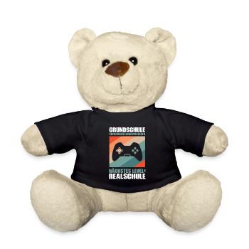 Grundschule Abschluss Schulabschluss Geschenk - Teddy - Schwarz - Vorne
