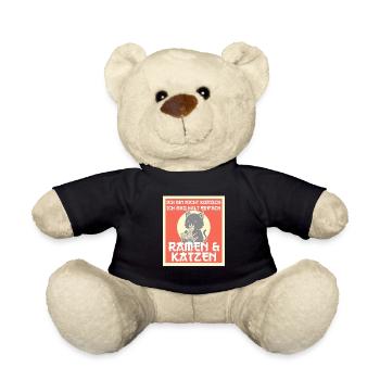 Ramen & Katzen Anime Kawaii Geschenk - Teddy - Schwarz - Vorne
