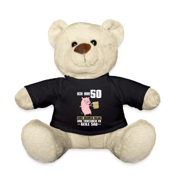 50. Geburtstag Schwein 50 Jahre alt Geschenk - Teddy - Schwarz - Vorne