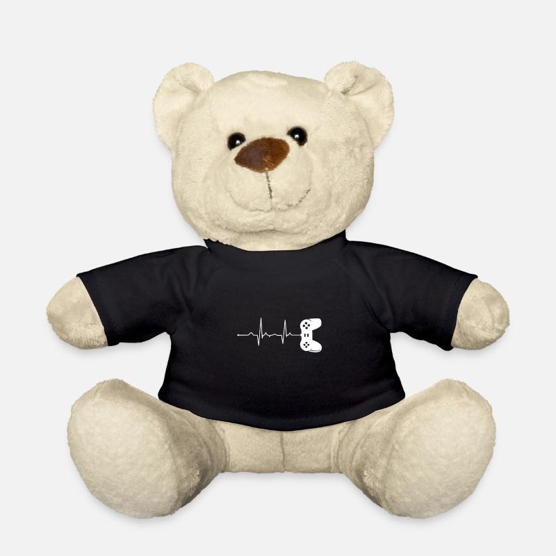 Gamer Controller Heartbeat Gaming Cadeau drôle - Nounours - noir