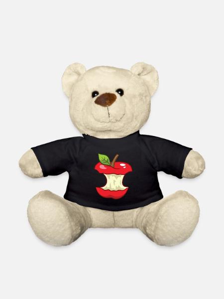 Roter Apfel - Rundherum abgebissen, Bissspur - Teddy - Schwarz