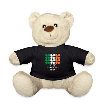 St Patrick's Day Ireland Flag Clover Gift - Teddy Bear - black - Front