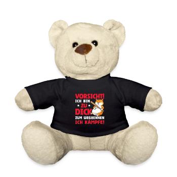 Vorsicht Ich Bin Zu Dick Zum Wegrennen Ich Kämpfe - Teddy - Schwarz - Vorne