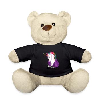 Königliches Rosa Einhorn mit Umhang - Teddy - Schwarz - Vorne