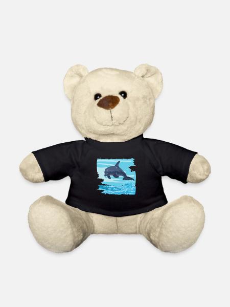 Tümmler Delfin springt aus Meer Wasser Geschenk - Teddy - Schwarz