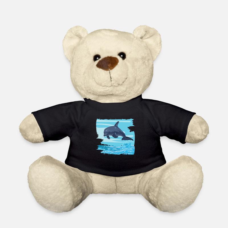 Tümmler Delfin springt aus Meer Wasser Geschenk - Teddy - Schwarz