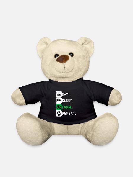 Eat Sleep Farm Repeat Farmer Farming Funny - Teddy Bear - black
