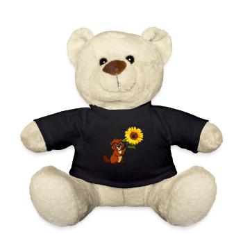 Biber mit Sonnenblume - Teddy - Schwarz - Vorne