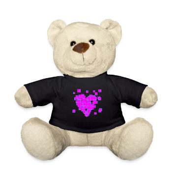 Pink pixel herz - Teddy - Schwarz - Vorne