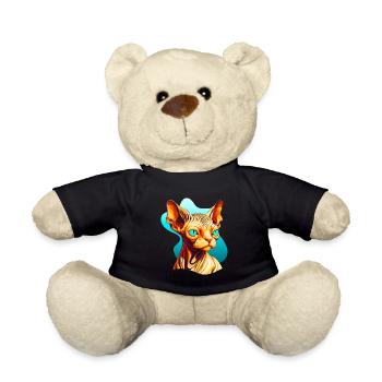 Sphynx Katze im coolen Comic Stil - Teddy - Schwarz - Vorne