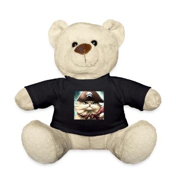 Le chat persan Negan en pirate dans le style anime - Nounours - noir - Devant