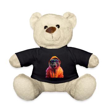 Pavian mit Sonnenbrille Bunt Cooler Affe Paviane - Teddy - Schwarz - Vorne