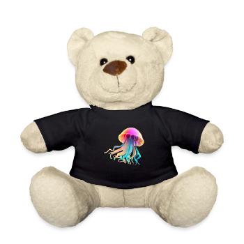 Qualle Jellyfish Meerestier Tauchen Bunt Geschenk - Teddy - Schwarz - Vorne