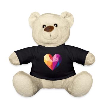 Liebe - Low Poly Herz - Teddy - Schwarz - Vorne