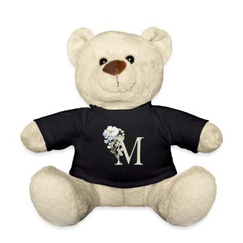 M with flowers - Teddy Bear - black - Front