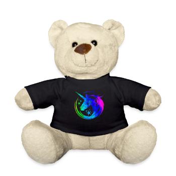 Einhorn süße Regenbogen lustige Einhörner magische Fantasie - Teddy - Schwarz - Vorne