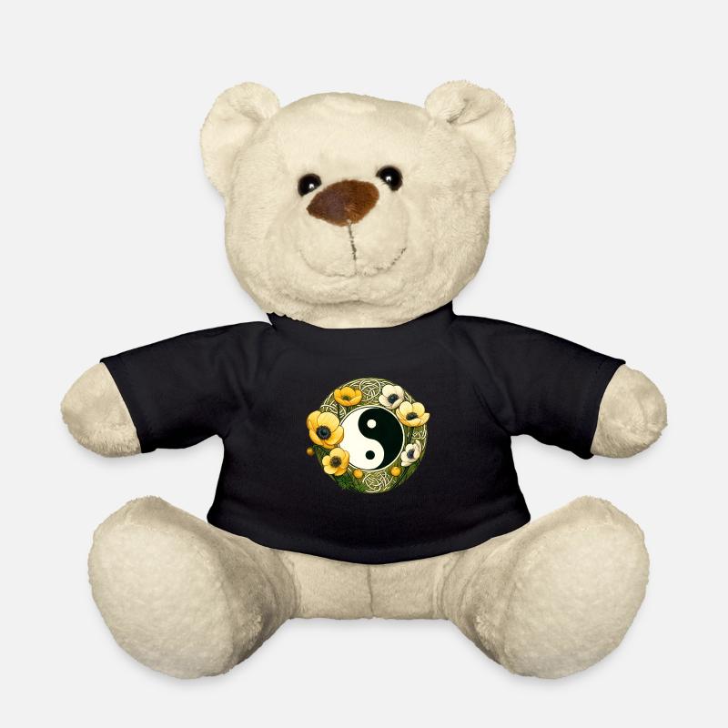 Blumen Yin Yang - Teddy - Schwarz