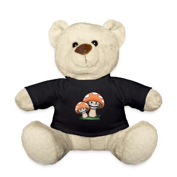 Cheerful Mushrooms - Teddy Bear - black - Front