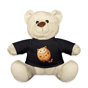 Süße Keks Katze mit Schokostückchen und Nüssen - Teddy - Schwarz - Vorne