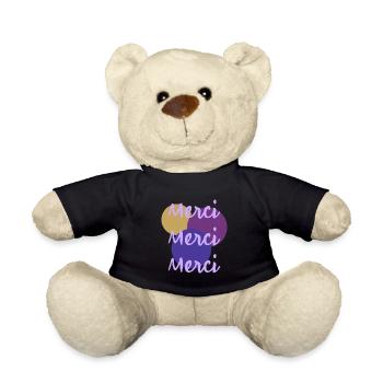 MERCI. THANKS. THANK YOU. ANNIVERSAIRE. NAISSANCE. - Nounours - noir - Devant