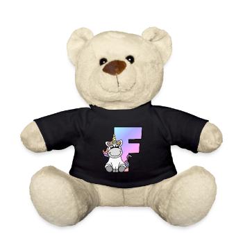 Einhorn Buchstabe F - Teddy - Schwarz - Vorne