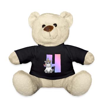 Einhorn Buchstabe H - Teddy - Schwarz - Vorne