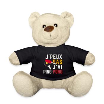 T-Shirt I can't I have Ping-Pong - Humor - Teddy - Schwarz - Vorne
