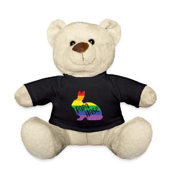 Papa Hase Hasenpapa Regenbogen Queere LGBTQ Ostern - Teddy - Schwarz - Vorne