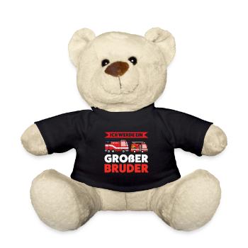 Großer Bruder Feuerwehr Kinder Geschenk - Teddy - Schwarz - Vorne
