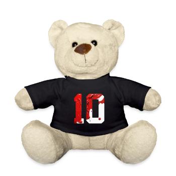 NR. 10 NUMMER 10 ROT WEIß 10. GEBURTSTAG - Teddy - Schwarz - Vorne
