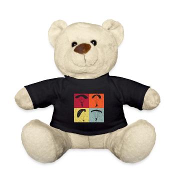 Retro Graphic Paragliding Paraglider Parachute Sky - Teddy - Schwarz - Vorne