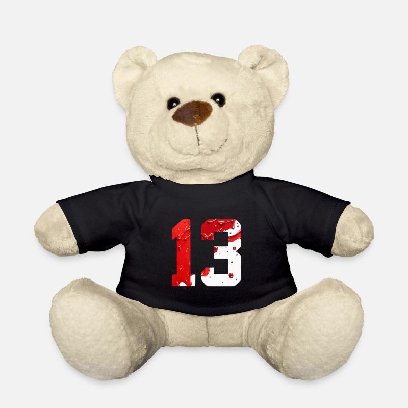 NR. 13 NUMMER 13 ROT WEIß 13. GEBURTSTAG - Teddy - Schwarz