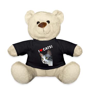 I HEART CATS Ich liebe Katzen Ein Herz für Katzen - Teddy - Schwarz - Vorne