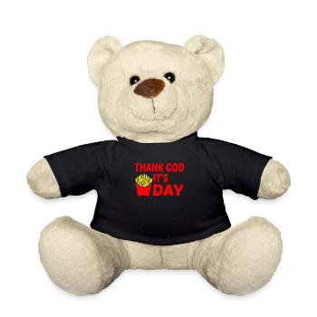 French fries Pommesbude word game gift - Teddy Bear - black - Front