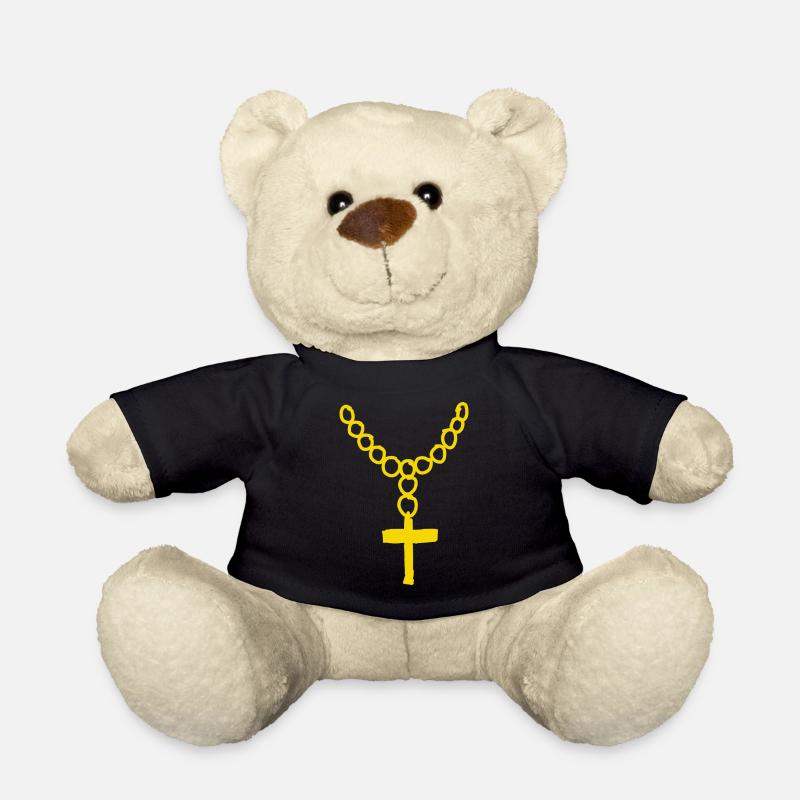 Chaîne en or avec croix - Nounours - noir