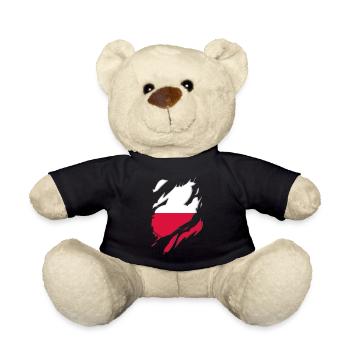 Poland flag torn motif - Teddy Bear - black - Front