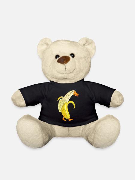 Funny Duck Banana Farm Animal Fruit Pun Design - Teddy Bear - black