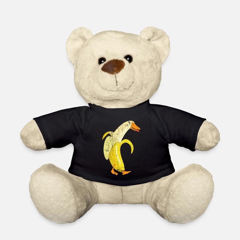 Funny Duck Banana Farm Animal Fruit Pun Design - Teddy Bear - black