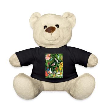 Papageien im Dschungel, Illustration - Teddy - Schwarz - Vorne