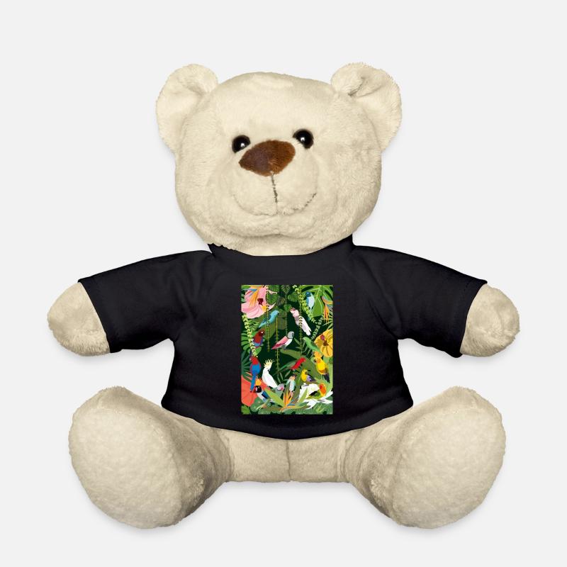 Parrots in the jungle, illustration - Teddy Bear - black