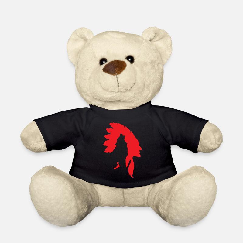 Indianer - Indianer Häuptling mit Wolf - Teddy - Schwarz