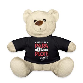 Cadeau papa meilleur papa pilote avion - Nounours - noir - Devant