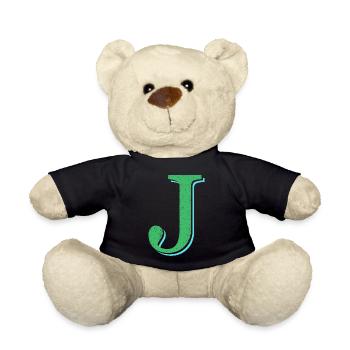 Lettre J verte géante prénom naissance - Nounours - noir - Devant