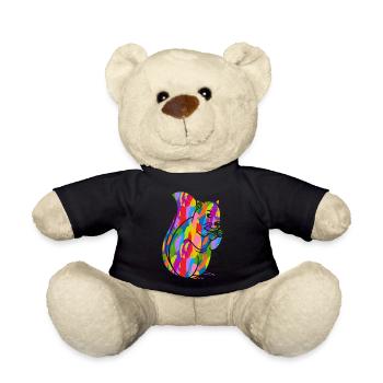 Squirrel Colorful Vintage Rainbow Retro - Teddy Bear - black - Front