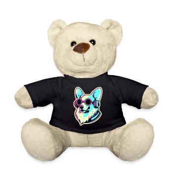 Corgi Synthwave Chien Gallois - Nounours - noir - Devant