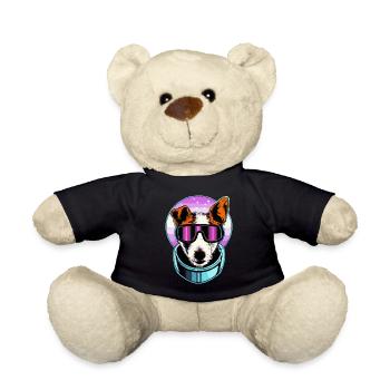 Jack Russell Terrier 80s Retro Space Dog Pupp - Teddy Bear - black - Front