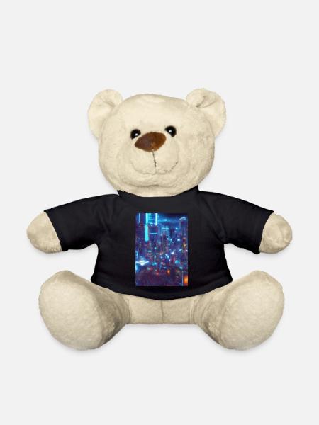 Cool Japanese Techno Cat In Japan Neon City - Teddy - Schwarz