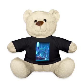 Cool Japanese Techno Cat In Japan Neon City - Teddy - Schwarz - Vorne