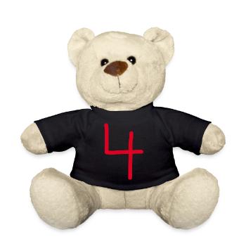 4 Number four number black birthday - Teddy Bear - black - Front